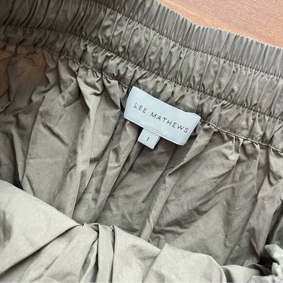 Lee Mathews | Women’s Annie Skirt Olive Green Juniper Pull-On Drawstring Tiered - Picture 8 of 10